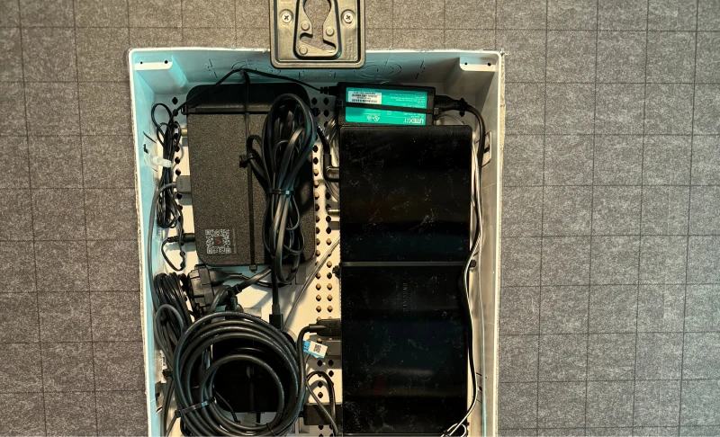 Home media control box with cables and power supply
